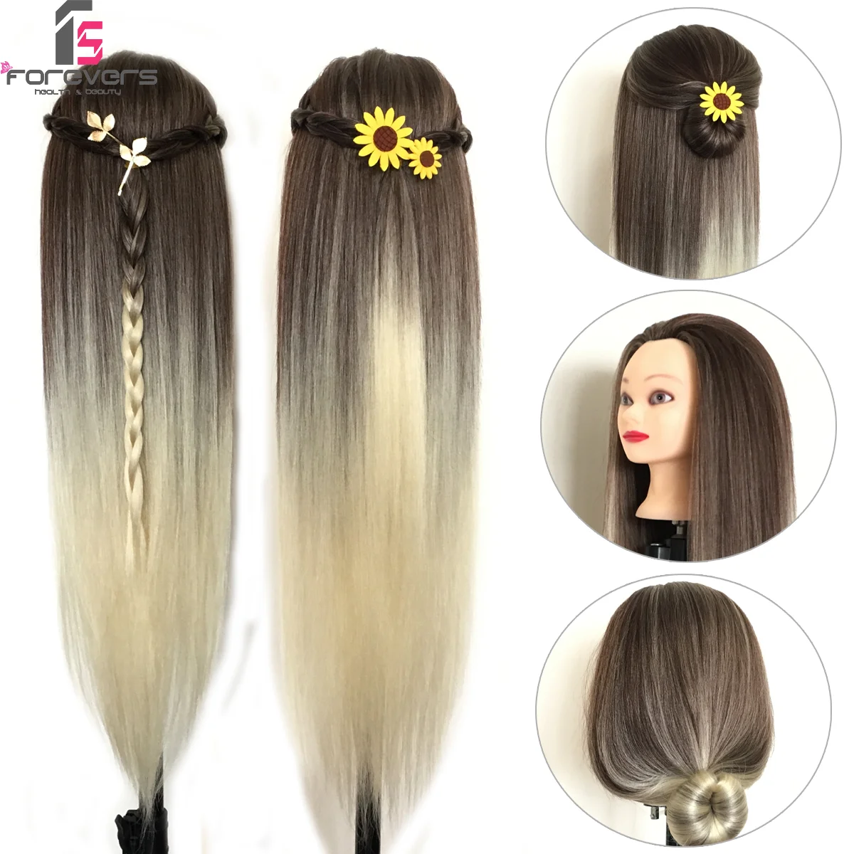 100% красочная голова для тренировки волос манекен укладки кукла кофейное золото +