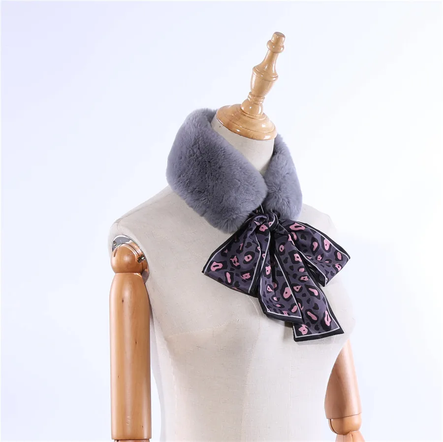 Dark Grey SUPPEV&STTDIO, женский шарф из меха кролика Рекс, для девочек, натуральный мех, двухсторонний снуд, ленты, шарфы, зимний теплый шейный платок - Цвет: Dark Grey