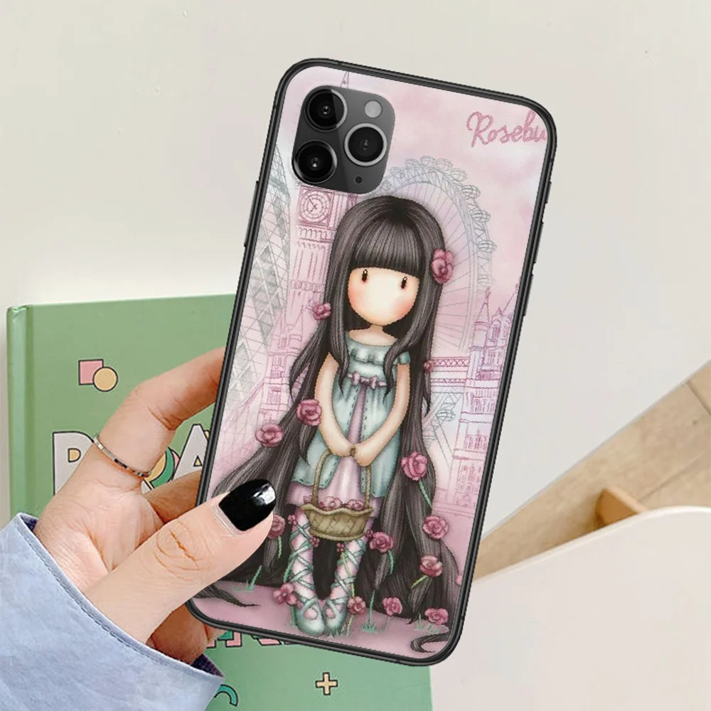 

Cartoon Lovely Santoro Gorjuss Phone Case For Iphone 4 4s 5 5S SE 5C 6 6S 7 8 Plus X XS XR 11 12 Mini Pro Max 2020 black Hoesjes