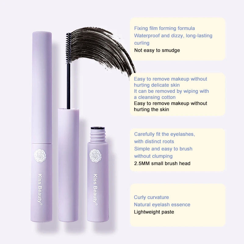 

Long Curly Thin Head Mascara 4D Silk Fiber Ultra-fine Thick Curling Lengthening Small Brush Head Waterproof Nonsmudge Eyes TSLM2
