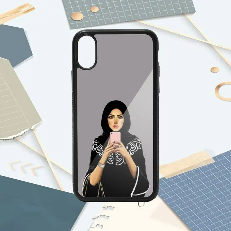 

Cartoon Queen Crown Arabic Hijab Girl Phone Case PC for iPhone 11 12 pro XS MAX 8 7 6 6S Plus X 5S SE 2020 XR