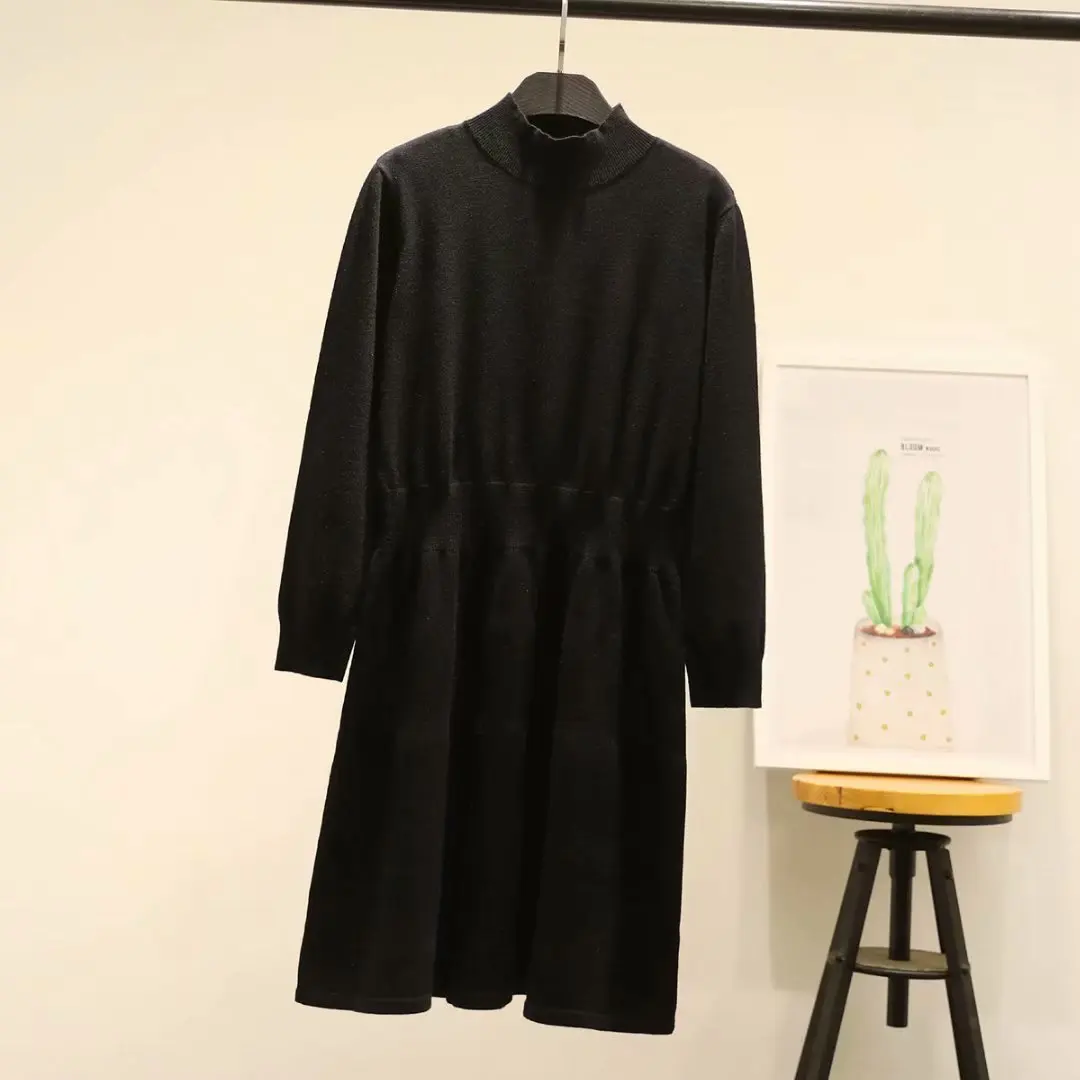 Большие размеры вязаные платья для женщин модное и повседневное осенне-зимнее