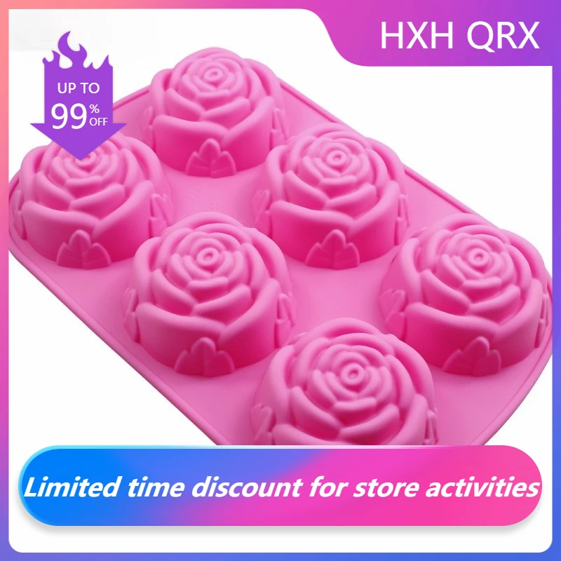 

1Pcs Baking Tray Making DIY Baking Tool Candy Decoration 6 Cavity Silicone Rose Shape Kitchen Supplies Fondant Soap Mold