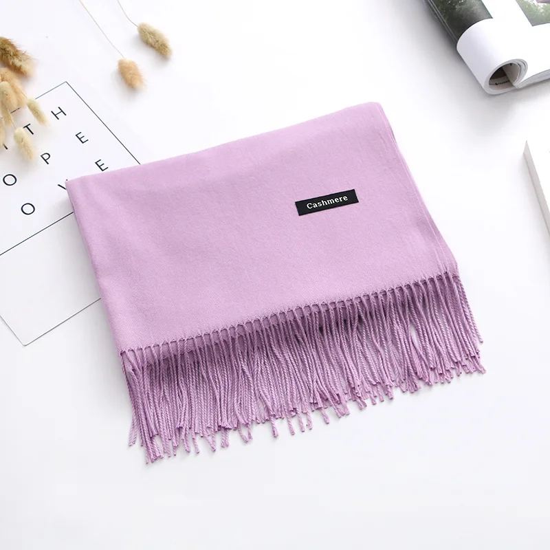 Леди шарф из пашмины шали модные однотонные кашемировые накидки женские зимние