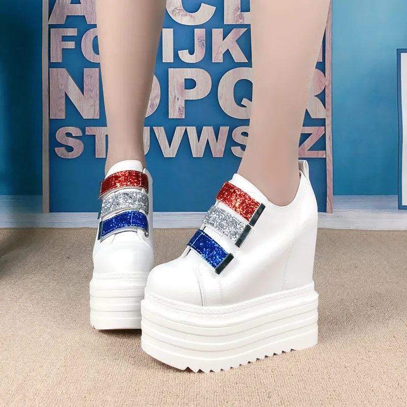 Женские туфли на танкетке 14 см повседневные с высокой танкеткой новинка