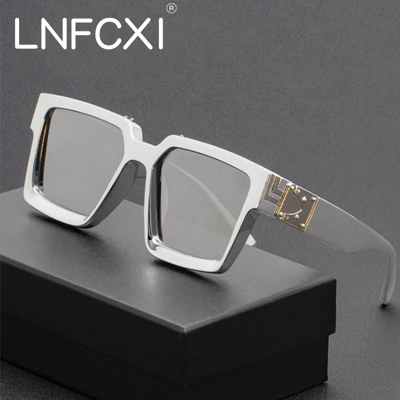 

LNFCXI 2021 New Color Retro Square Sunglasses Women Gradient Mirror Eyewear Brand Designer Men Fashion Shades UV400 Sun Glasses