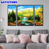 gatyztory 3pc painting by numbers mountain scenery drawing on canvas handpainted for adults picture by number waterfall home dec