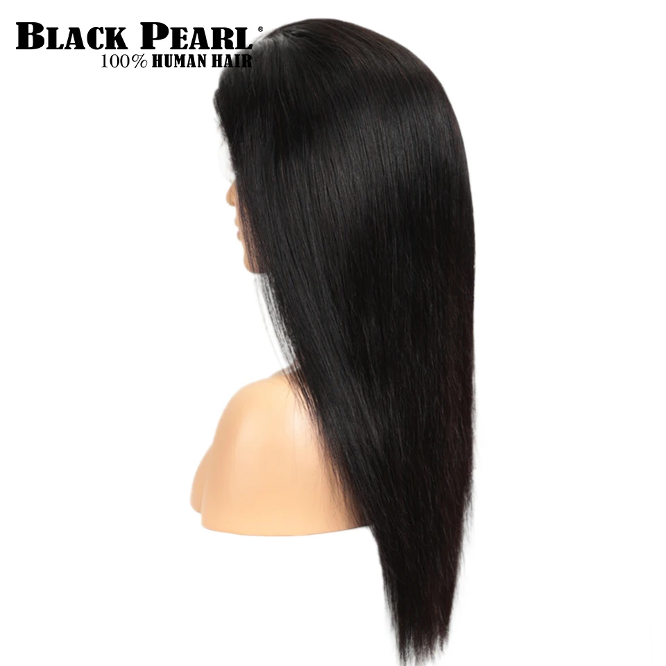 От Black pearl, 13x4 Синтетические волосы на кружеве человеческих волос парики предварительно вырезанные бразильские Прямые Синтетические волосы на кружеве парики для чернокожих Для женщин