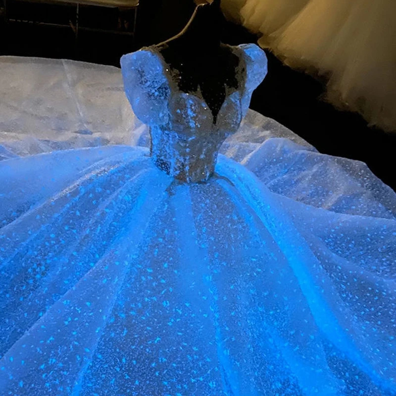 

Ripple Islands-Prom Dresses Shiny Starry Night Light Dress Bride Wedding Dress Big Tail Princess Dress Gorgeous Temperament