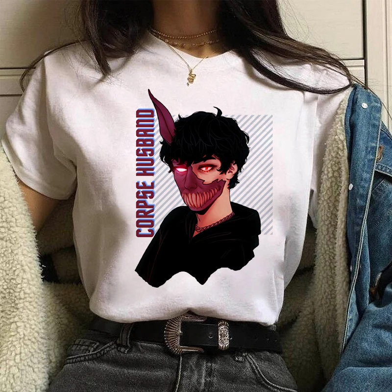 

Corpse Husband Anime t shirt Comics Gothic Letters Mask Streetwear Top Soft Oversized Graphic Tee Female/Man T-Shirt