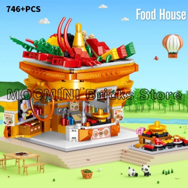 Конструктор креативный уличный вид дом для еды суши горячий горшок Ресторан Кафе