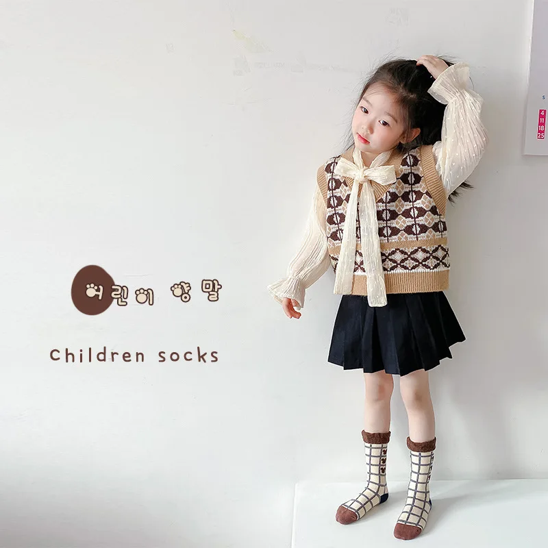 MILANCEL-Calcetines de algod&oacute;n con estampado de oso para ni&ntilde;o y ni&ntilde;a, calcet&iacute;n infantil, lote de 3 pares-2