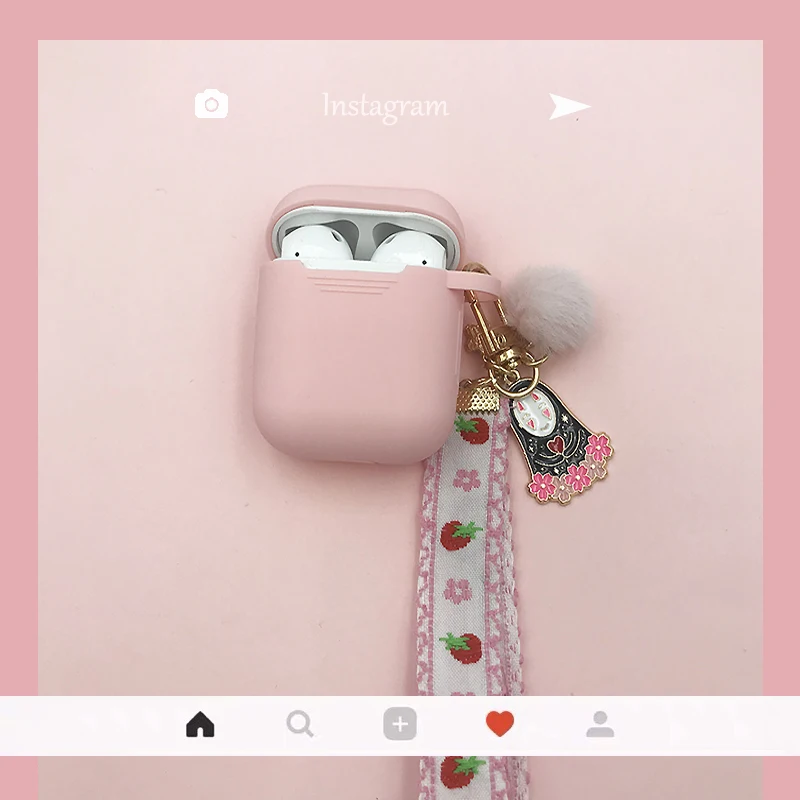 Милый розовый защитный чехол для AirPods силиконовый мягкий наушников с мультяшным