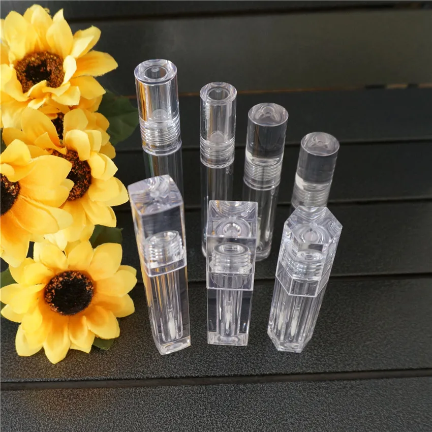 

2pcs Empty Makeup DIY Lip Gloss Bottle Round Transparent Lip Gloss Tube Labial Glair Bottle Solid or Hollow
