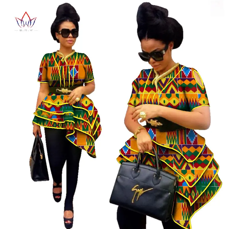 BRW Africa Style Women Modern Fashions Womens Tops Dashiki African Print Tops Shirt Plus Size M-6XL Women Clothing WY2576