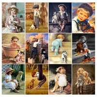 diamond painting childrens portrait full square drill diamond embroidery dog picture sell mosaic of rhinestone home decor gift