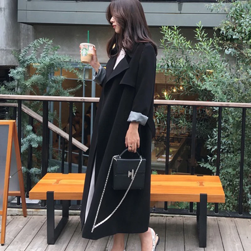

2020 New Long Windbreaker Autumn Winter Coat Korean Women's Fashion Trench coats Temperament Quality Women's clothing Overcoat