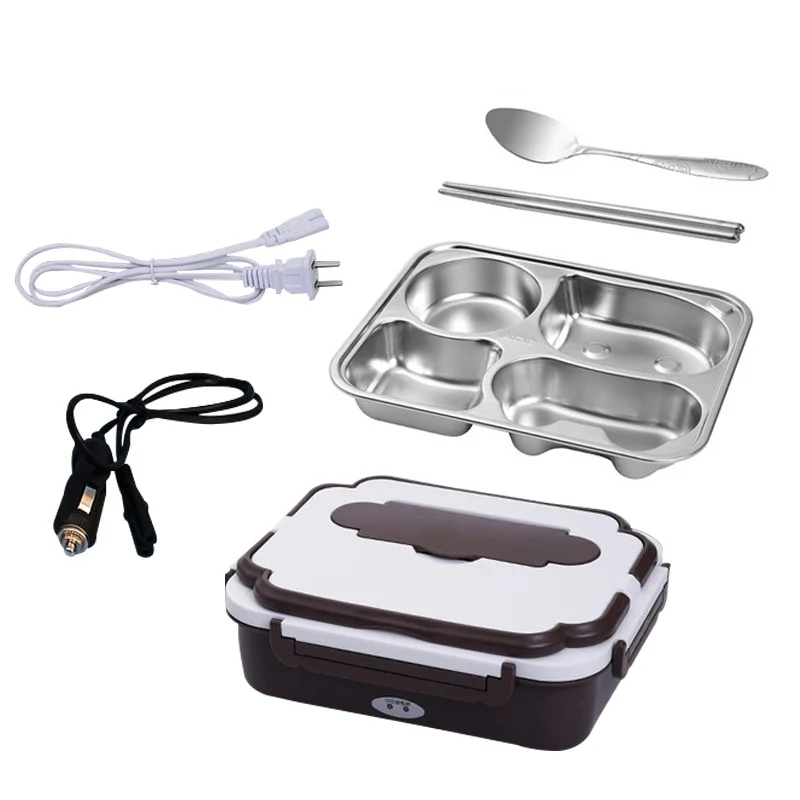 2 In 1 Household Truck Car Electric Heating Lunch Box Stainless Steel Rice Food Insulation Container Heater 24V/12V/110V/220V