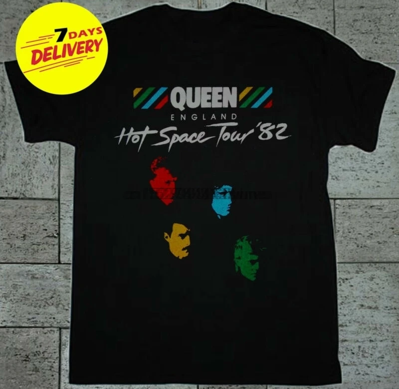 

1982 Queen Hot Space England Tour Concert T-Shirt Black Cotton Full Size