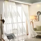 Белая Тюлевая занавеска на окна с вышивкой для гостиной, занавеска на окна с листьями для спальни, кухни, прозрачная занавеска, драпировка для двери