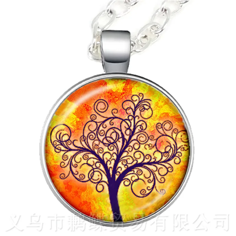 Ожерелье с изображением дерева жизни и Луны стеклянный купол рисунком ювелирные