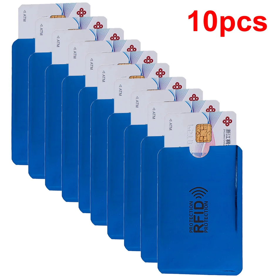 10pcs Анти Rfid кошелек Блокировка ридер замок банк держатель для карт Id банковский Чехол для карт металлический держатель для кредитных NFC алюминий 6*9,3 см - Цвет: 10pcs