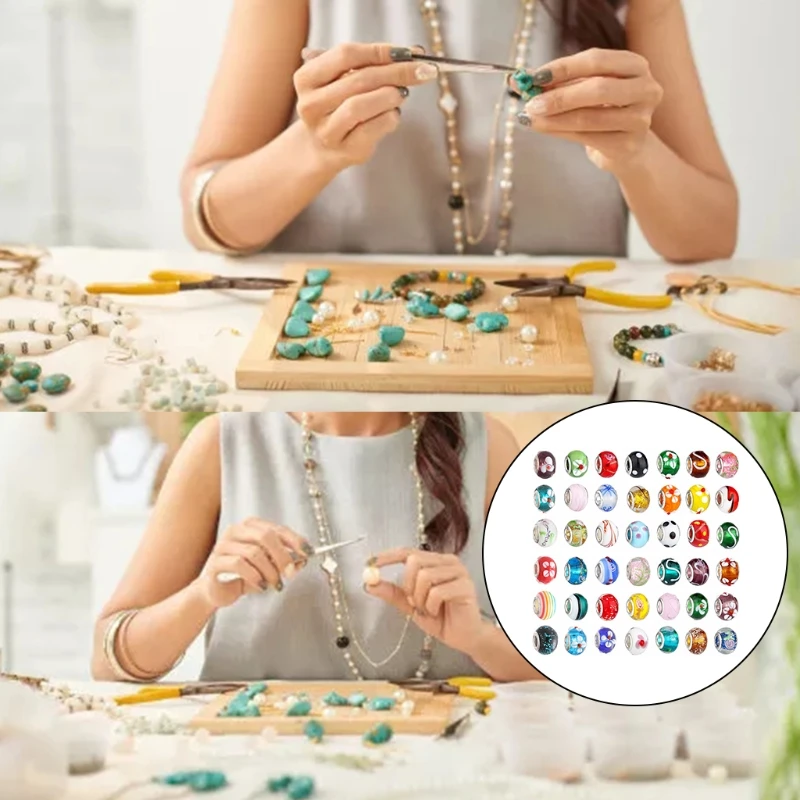 

50 Pcs Mix Color Large Hole Metal Beads Charms Handcrafts Spacer Beads European Beads Loose Spacers for DIY Bracelet Making T84A