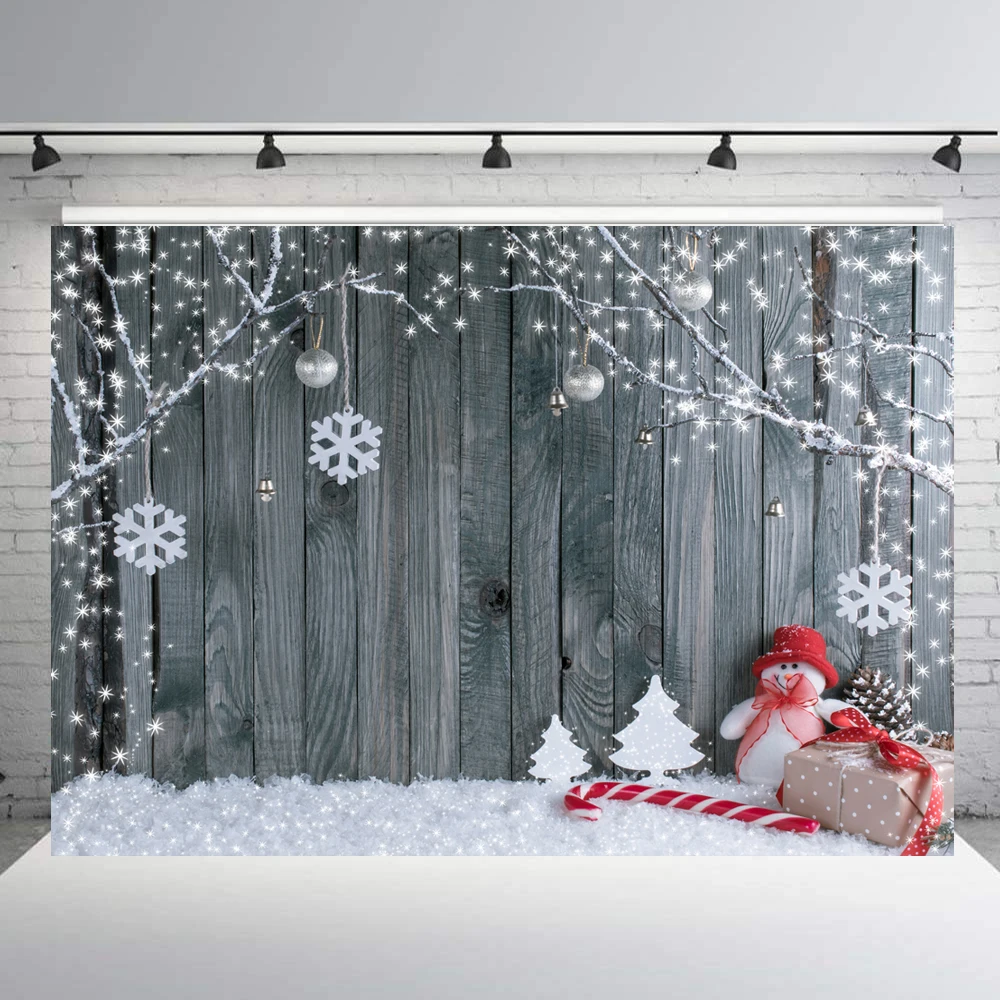 BEIPOTO Christmas Backdrop Snow Floor Photo Backgrounds Wooden Wall Photography Backdrops for Child Photo booth studio B-269 enlarge