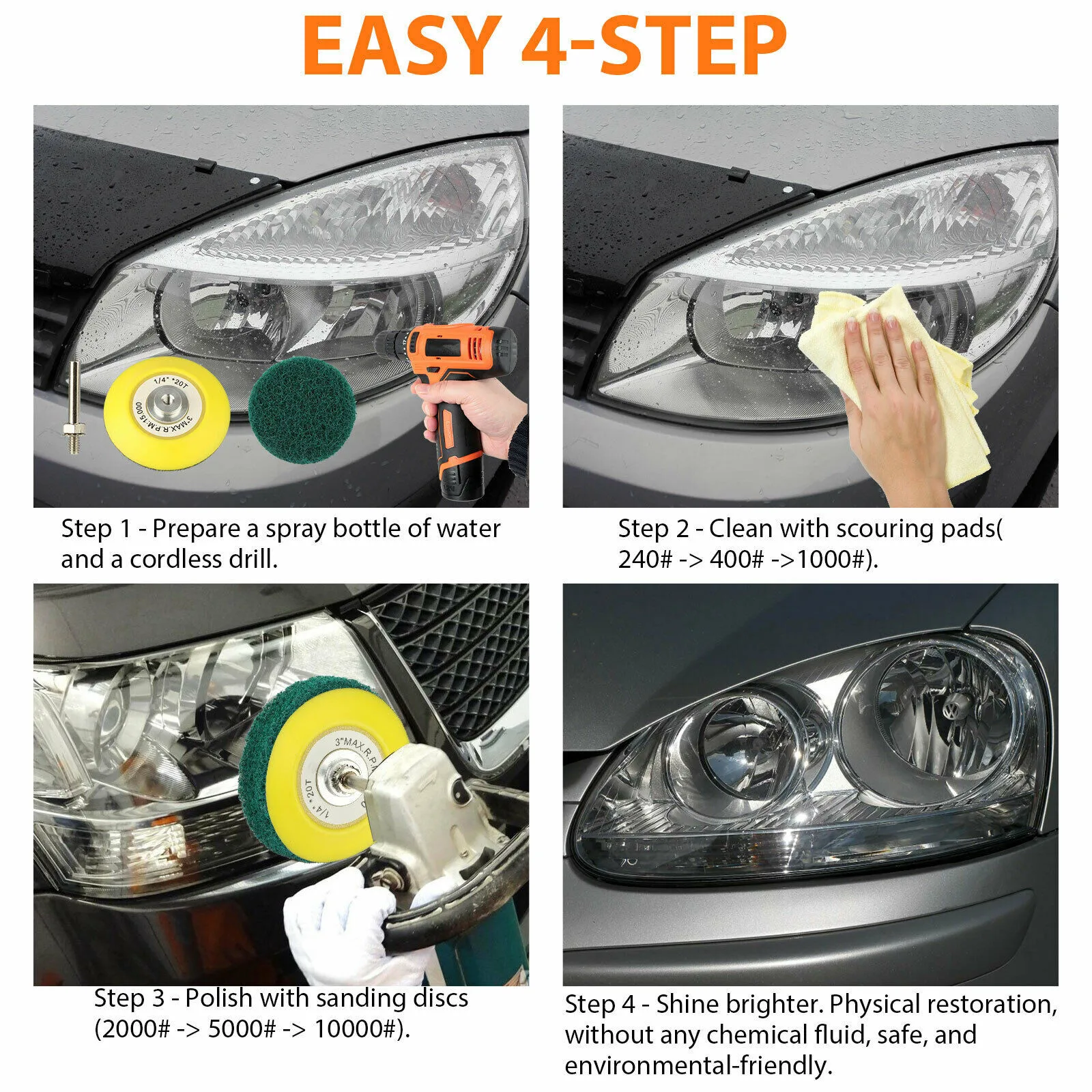 

For Drill Headlights Polishing Kit Tail Lights 3Inch Car DIY Directional Lights Fog Lights