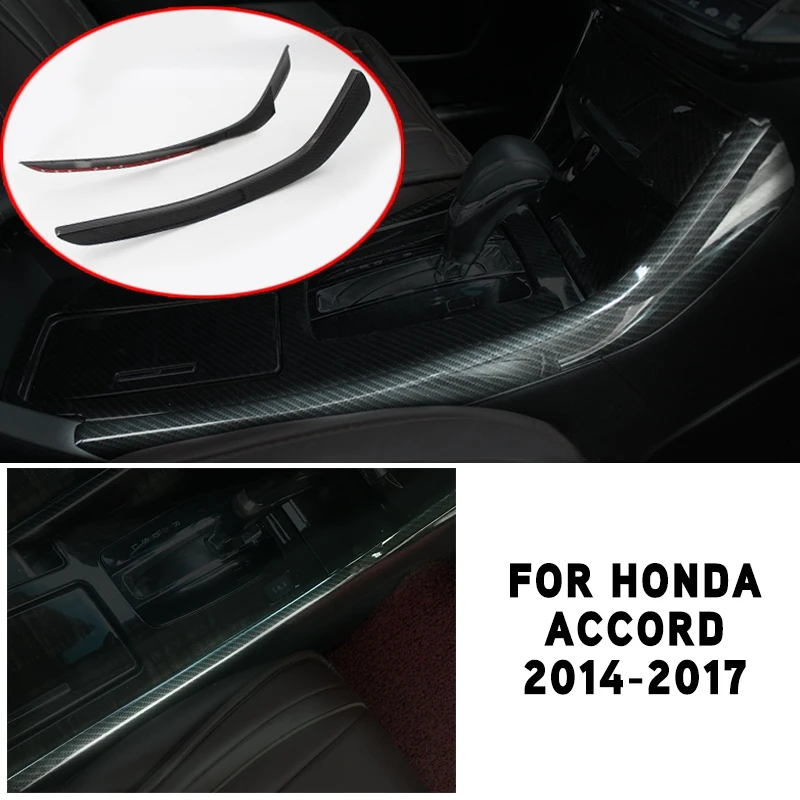 pcmos carbon fiber inner gear shift panel stripe cover trim for honda accord 2014 2017 interior mouldings stickers 2019 new part free global shipping