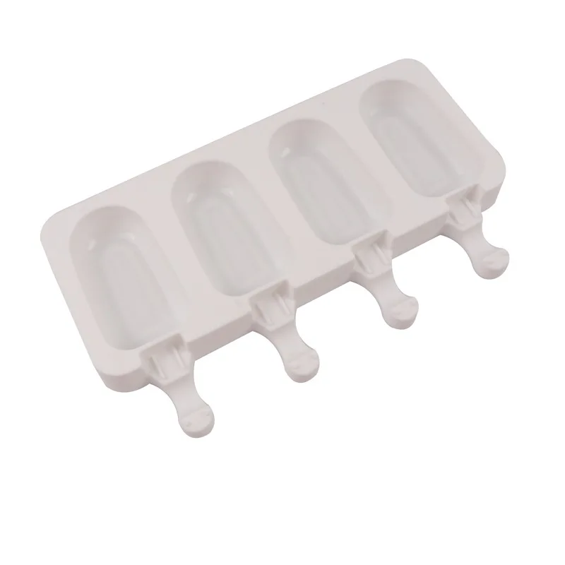 

4 Cavity Oval Silicone Ice Cream Mold for DIY Popsicle Mousse Pudding Ice Cube Tray Cakes Dessert Baking Moulds Maker Tools