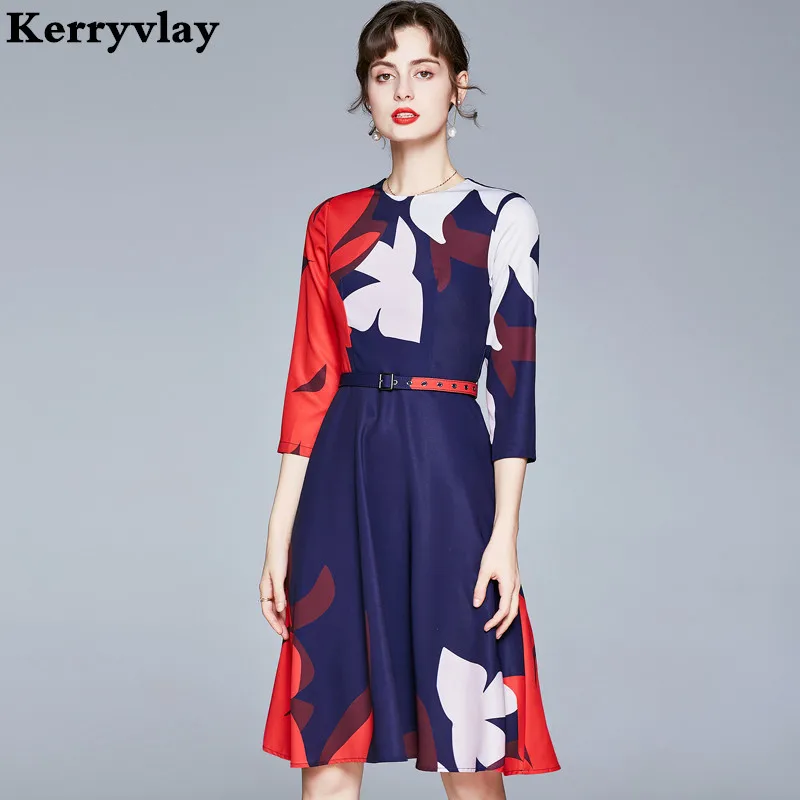 

Autumn Women A-line Print Retro Dress Vestidos Invierno 2021 Mujer Vestido Midi Elegante Lange Dames Jurken K8230