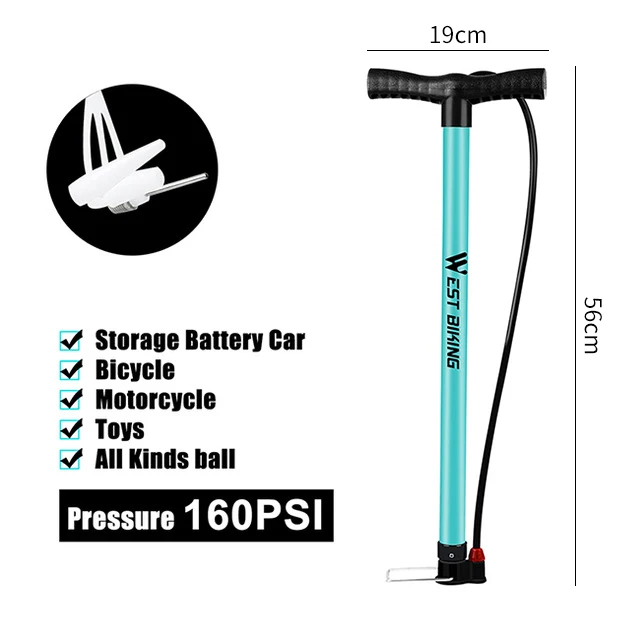 WEST BIKING велосипедный насос 120/160PSI стальной Бирюзовый велосипедный насос воздушный насос Schrader Presta клапан дорожный MTB велосипедный насос - Цвет: 160PSI Pump