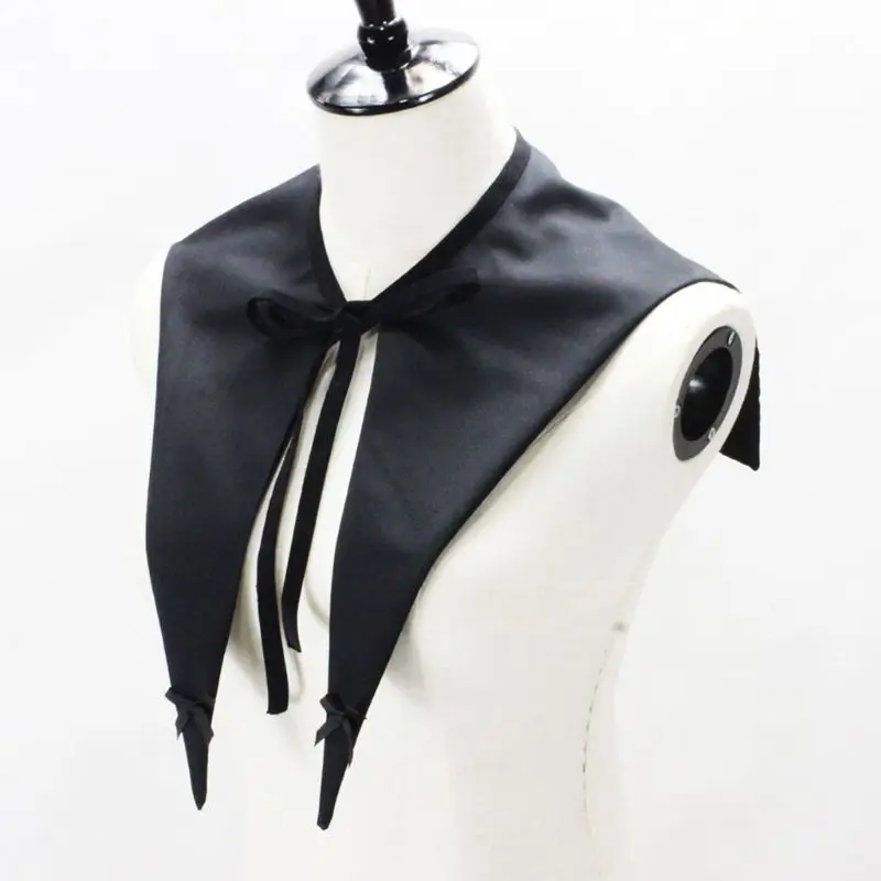 

Vintage Gothic Women Detachable Black False Collar Pointed Triangle Bow Neckwear U4LE