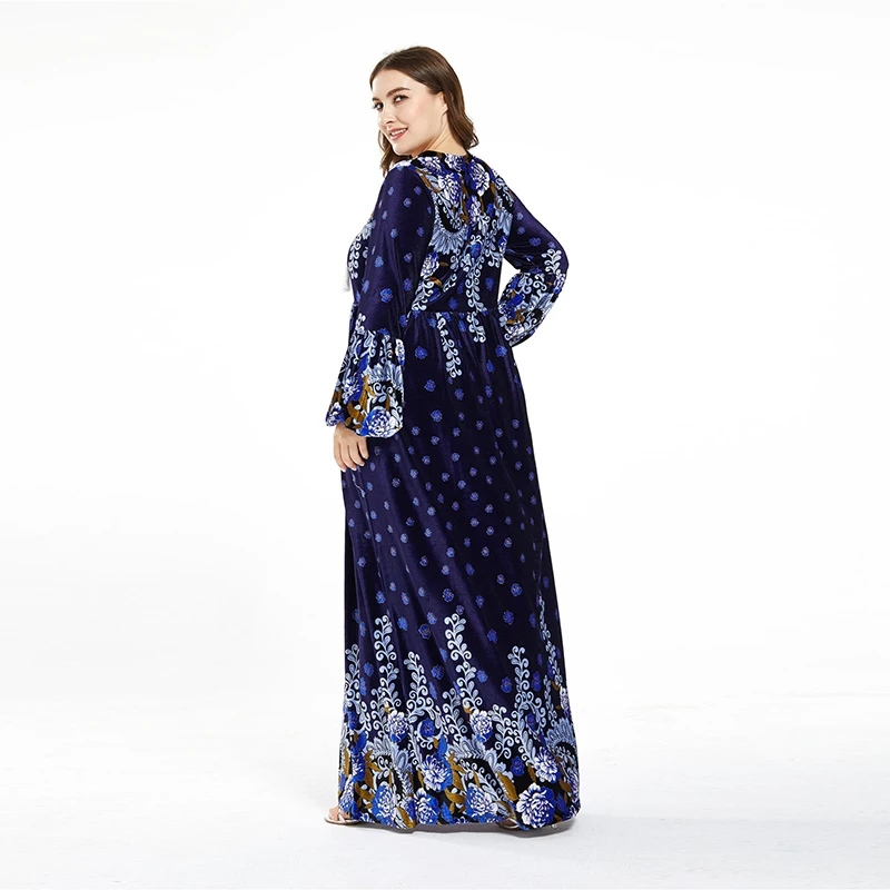 Новая мода высокоэлегантное женское платье с принтом размера плюс новое зимнее