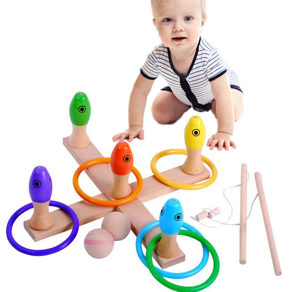 Деревянный детский игрушки магнитная игра рыбалка настольная головоломка 9