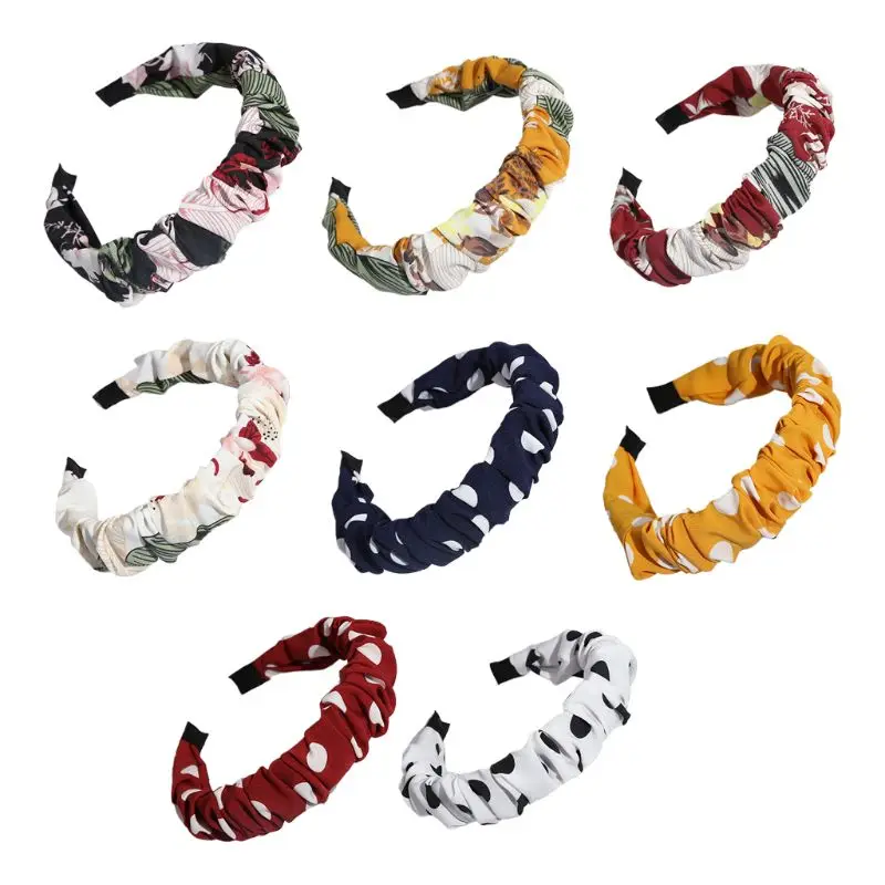 Женский обруч для волос с рюшами ободок из толстой кишки повязка в горошек