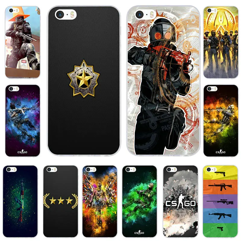 Мягкий ТПУ прозрачный чехол Counter Strike CS Go для iPhone 7 7Plus 6 6S 6Plus 8 8Plus X 5 5S 5C SE 4 4S|Бамперы| |