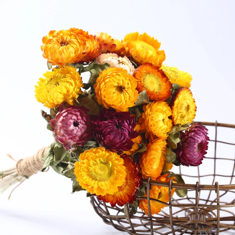 

10Pcs Flower Heads Dry Straw Chrysanthemum Branch Decorative Daisy Real Dried Natural Sunflower Bouquet For Home Decor