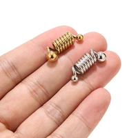 5pcs stainless steel gold plated pendants new coil spring shape charm connectors for women diy necklaces jewelry making findings