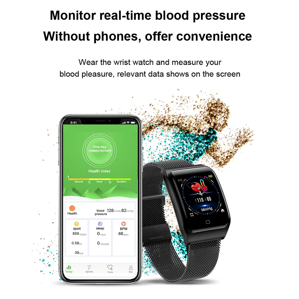 F9 Smart Watch Fitness Tracker Blood Pressure Heart Rate Monitor Dynamic UI Bracelet For IOS/ Android | Электроника