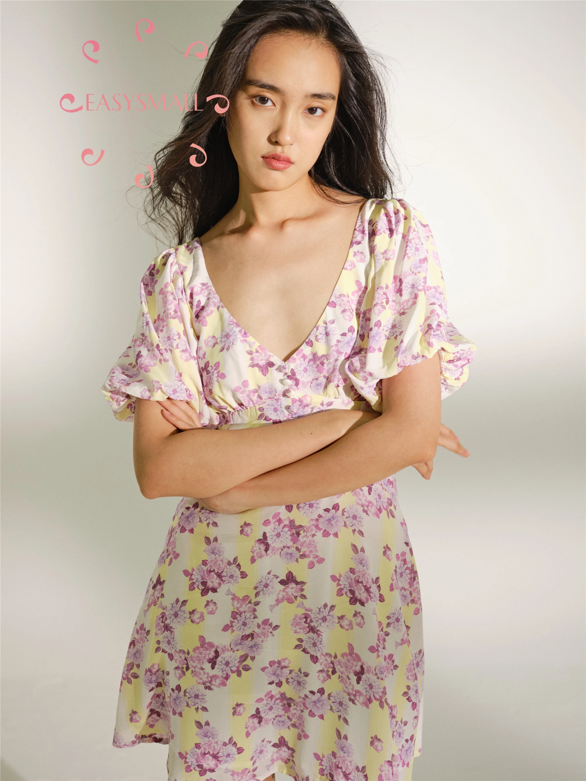 EASYSMALL женское платье модное в стиле кантри Париж романтическое с цветочным