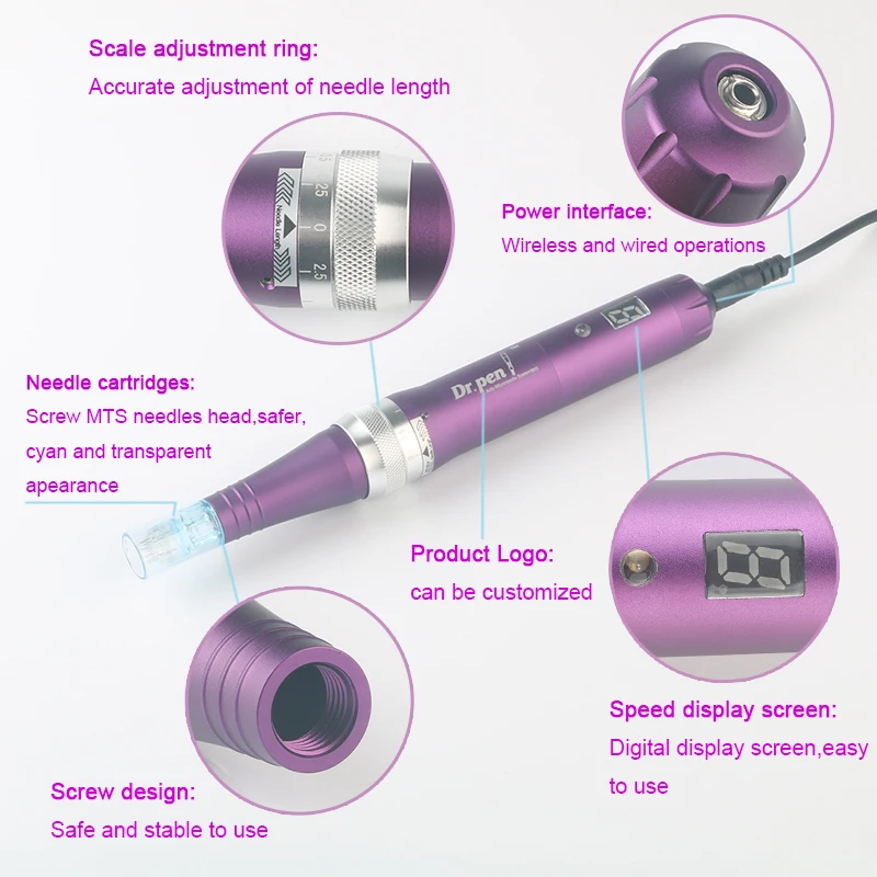 Новейшая электрическая ручка dr. pen X5-W беспроводная ручка derma со скоростью цифровой дисплей с винтом и иглой картридж для ухода за кожей лица МТС