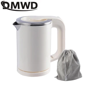 Дорожный котел DMWD для воды с двойным напряжением, Электрический мини-чайник, чашечный нагреватель, портативный чайник из нержавеющей стали для кемпинга, 110-220 В
