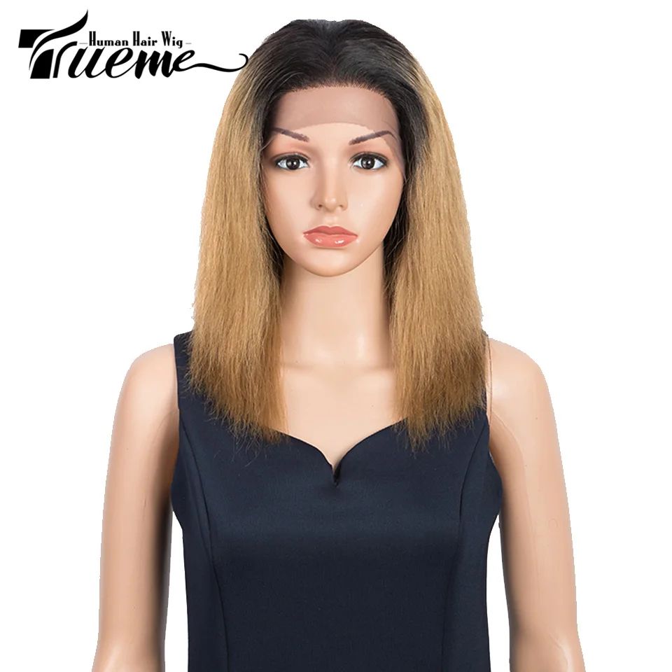 Trueme Culry Wet And Wavy Lace Wig Colored Straight Human Hair Wigs For Women Omber Blonde Jerry Curl Lace Front Human Hair Wigs