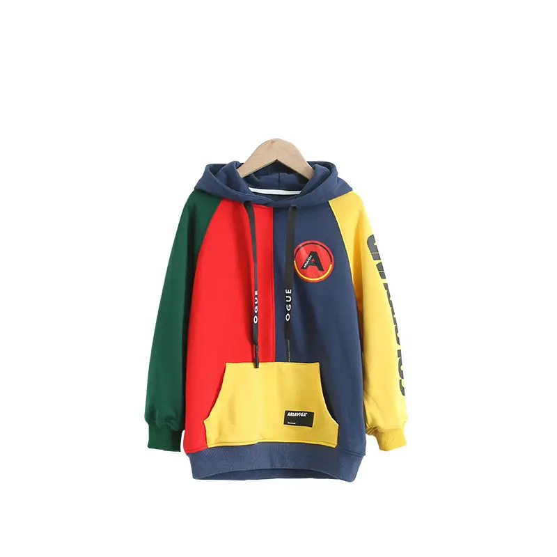 Одежда для мамы и дочки Лоскутная Толстовка с капюшоном высококачественные