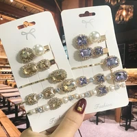 1 set luxury crystal hair clips women fashion hair clips pins barrettes headwear zircon pearl hair accessories girls jewelry