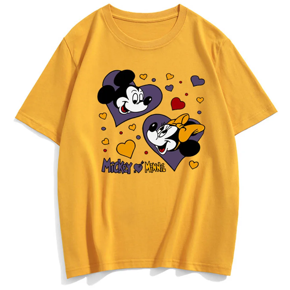 Дисней милые пары унисекс Женские футболки Минни Микки Маус Любовь мультфильм