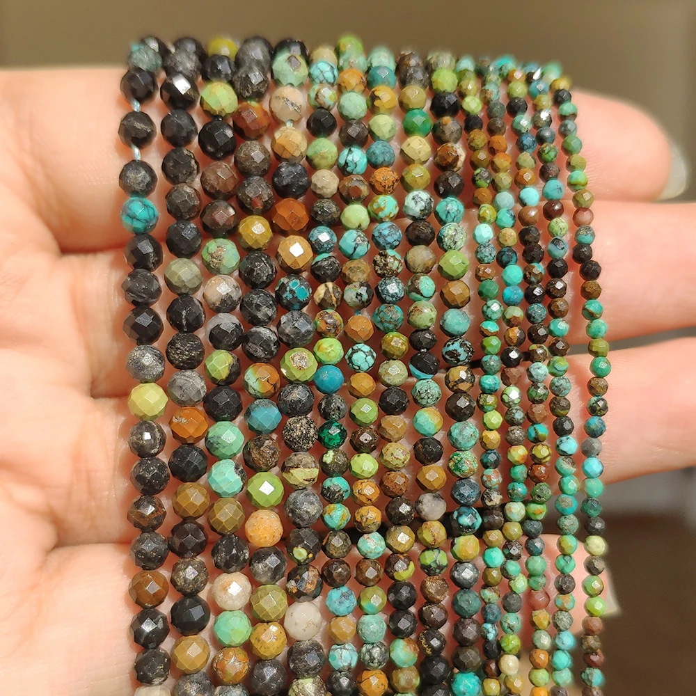 

Wholesale Faceted 2/3/4mm Natural Stone Beads African Turquoises Gem Beads For Jewelry Making Beadwork DIY Bracelet necklace