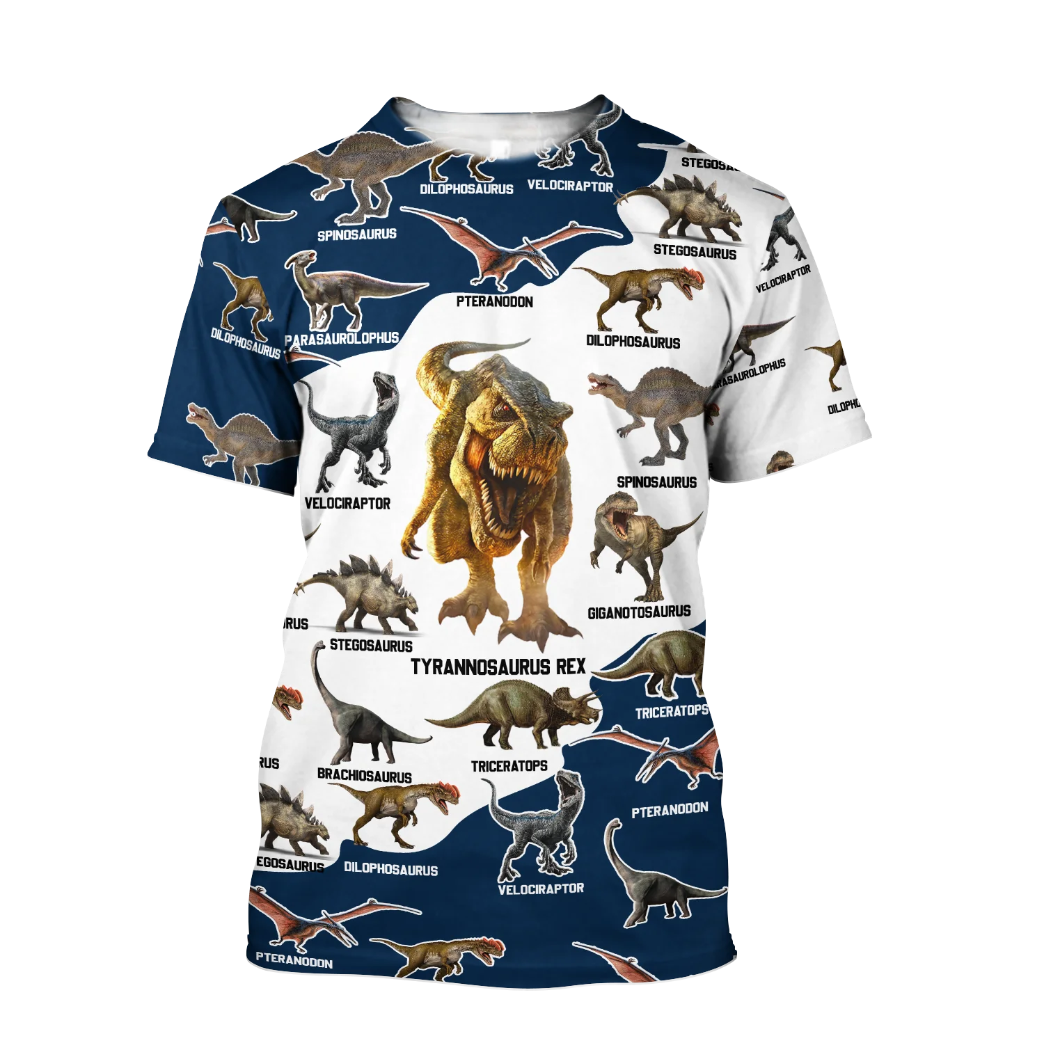 

2022 new dinosaur sports round neck T-shirt for men, women and children, street classmates, couples, cool and interesting T-shir